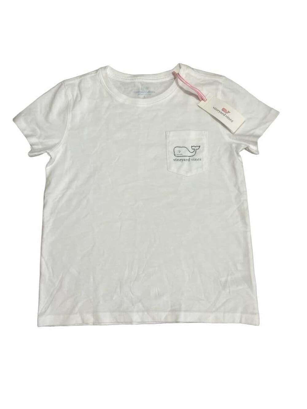 Vineyard Vines Girls Vintage Whale Short Sleeve Pocket T-Shirt White Cap-S